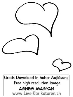 Herz Herzchen Herzen handgezeichnet handgemalt schwarzweiss Gruppe Hochzeit Valentinstag Agnes Live-Karikaturen Karikaturistin Cartoon Comic Karikatur Clipart Zeichnung handgezeichnet gemalt Bild Illustration image painting Download kostenlos Gratisbild free image