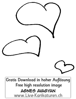 Herz Herzchen Herzen handgezeichnet handgemalt schwarzweiss Gruppe Hochzeit Valentinstag Agnes Live-Karikaturen Karikaturistin Cartoon Comic Karikatur Clipart Zeichnung handgezeichnet gemalt Bild Illustration image painting Download kostenlos Gratisbild free image