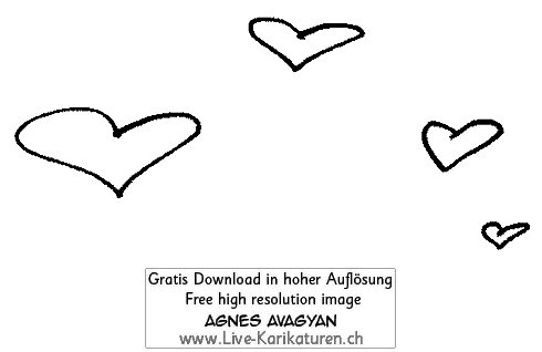 Herz Herzchen Herzen handgezeichnet handgemalt schwarzweiss Gruppe Hochzeit Valentinstag Agnes Live-Karikaturen Karikaturistin Cartoon Comic Karikatur Clipart Zeichnung handgezeichnet gemalt Bild Illustration image painting Download kostenlos Gratisbild free image