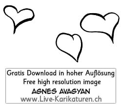 Herz Herzchen Herzen handgezeichnet handgemalt schwarzweiss Gruppe Hochzeit Valentinstag Agnes Live-Karikaturen Karikaturistin Cartoon Comic Karikatur Clipart Zeichnung handgezeichnet gemalt Bild Illustration image painting Download kostenlos Gratisbild free image