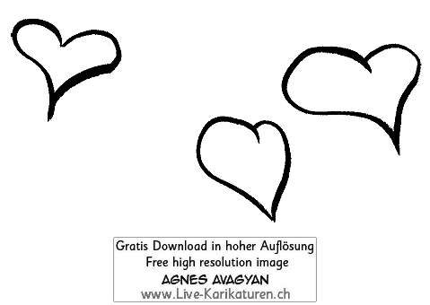 Herz Herzchen Herzen handgezeichnet handgemalt schwarzweiss Gruppe Hochzeit Valentinstag Agnes Live-Karikaturen Karikaturistin Cartoon Comic Karikatur Clipart Zeichnung handgezeichnet gemalt Bild Illustration image painting Download kostenlos Gratisbild free image