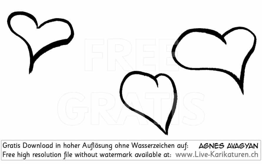 Herz Herzchen Herzen handgezeichnet handgemalt schwarzweiss Gruppe Hochzeit Valentinstag Agnes Live-Karikaturen Karikaturistin Cartoon Comic Karikatur Clipart Zeichnung handgezeichnet gemalt Bild Illustration image painting Download kostenlos Gratisbild free image