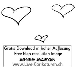 Herz Herzchen Herzen handgezeichnet handgemalt schwarzweiss Gruppe Hochzeit Valentinstag Agnes Live-Karikaturen Karikaturistin Cartoon Comic Karikatur Clipart Zeichnung handgezeichnet gemalt Bild Illustration image painting Download kostenlos Gratisbild free image