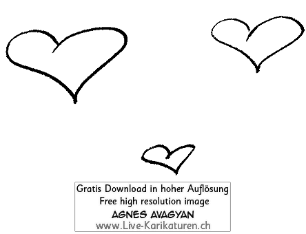 Herz Herzchen Herzen handgezeichnet handgemalt schwarzweiss Gruppe Hochzeit Valentinstag Agnes Live-Karikaturen Karikaturistin Cartoon Comic Karikatur Clipart Zeichnung handgezeichnet gemalt Bild Illustration image painting Download kostenlos Gratisbild free image