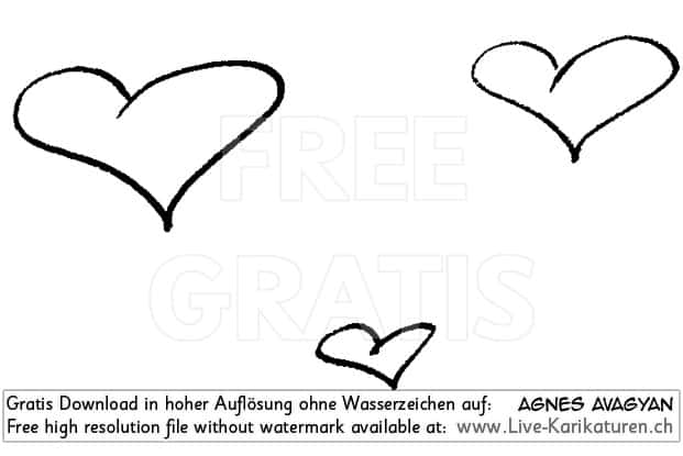 Herz Herzchen Herzen handgezeichnet handgemalt schwarzweiss Gruppe Hochzeit Valentinstag Agnes Live-Karikaturen Karikaturistin Cartoon Comic Karikatur Clipart Zeichnung handgezeichnet gemalt Bild Illustration image painting Download kostenlos Gratisbild free image