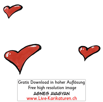 Herz Herzchen Herzen handgezeichnet handgemalt rot farbig Gruppe Hochzeit Valentinstag Agnes Live-Karikaturen Karikaturistin Cartoon Comic Karikatur Clipart Zeichnung handgezeichnet gemalt Bild Illustration image painting Download kostenlos Gratisbild free image