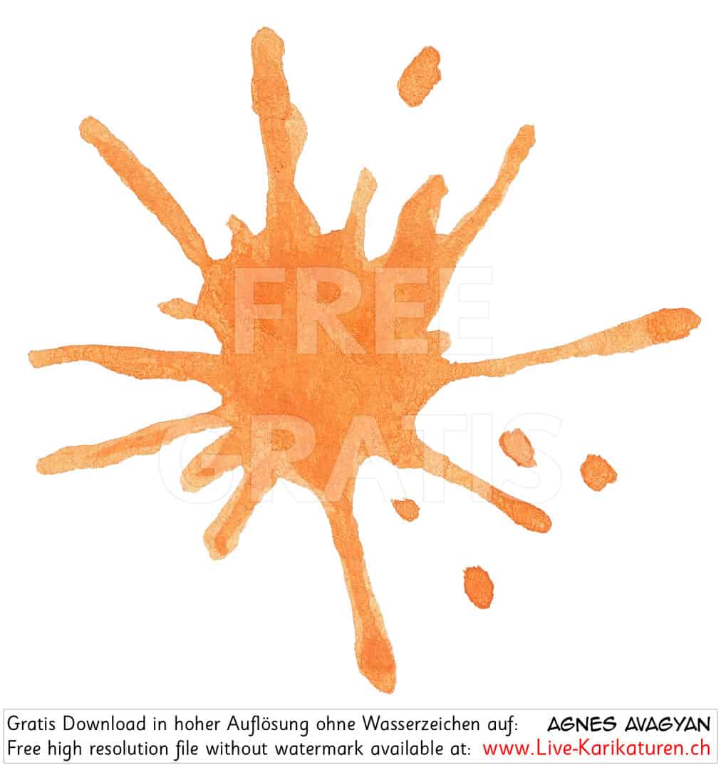 Farbe orange Klecks Farbklecks Spritzer Kleckser Gemaelde Fleck Flecken Deko Aquarell Agnes Live-Karikaturen Karikaturistin Cartoon Comic Karikatur Clipart Zeichnung handgezeichnet gemalt Bild Illustration image painting Download kostenlos Gratisbild free image