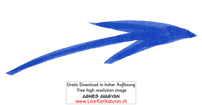 Pfeil arrow Zeiger Richtungsweiser Symbol Icon Zeichen blau handgezeichnet Agnes Live-Karikaturen Karikaturistin Cartoon Comic Karikatur Clipart Zeichnung handgezeichnet gemalt Bild Illustration image painting Download kostenlos Gratisbild free image