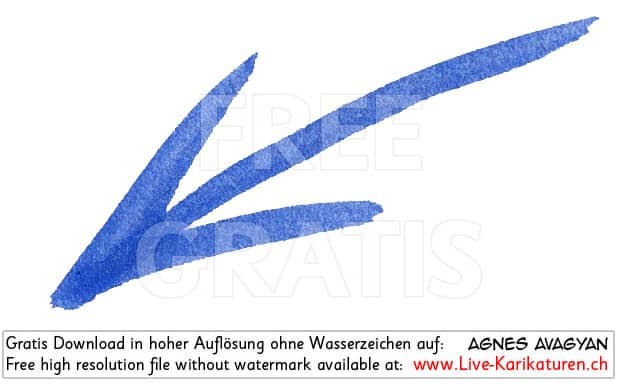 Pfeil arrow Zeiger Richtungsweiser Symbol Icon Zeichen blau handgezeichnet Agnes Live-Karikaturen Karikaturistin Cartoon Comic Karikatur Clipart Zeichnung handgezeichnet gemalt Bild Illustration image painting Download kostenlos Gratisbild free image