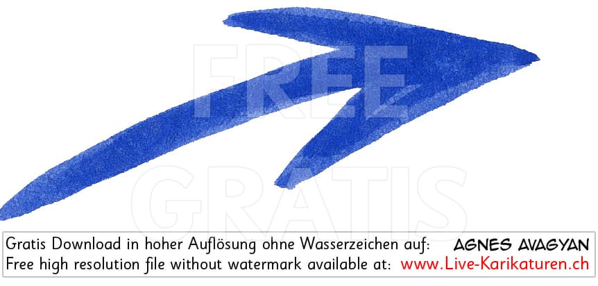 Pfeil arrow Zeiger Richtungsweiser Symbol Icon Zeichen blau handgezeichnet Agnes Live-Karikaturen Karikaturistin Cartoon Comic Karikatur Clipart Zeichnung handgezeichnet gemalt Bild Illustration image painting Download kostenlos Gratisbild free image