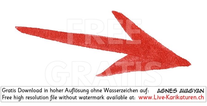 Pfeil arrow Zeiger Richtungsweiser Symbol Icon Zeichen rot handgezeichnet Agnes Live-Karikaturen Karikaturistin Cartoon Comic Karikatur Clipart Zeichnung handgezeichnet gemalt Bild Illustration image painting Download kostenlos Gratisbild free image