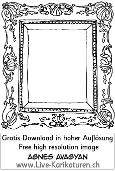 Rahmen Bildrahmen frame Ausschnitt Gemaelde Bilderrahmen verziert schoen Schnoerkel schwarzweiss handgezeichnet