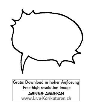 Sprechblase Schock Explosion Ausruf Achtung speech bubble leer hineinschreiben Legende Textfeld Agnes Live-Karikaturen Karikaturistin Cartoon Comic Karikatur Clipart Zeichnung handgezeichnet gemalt Bild Illustration image painting Download kostenlos Gratisbild free image