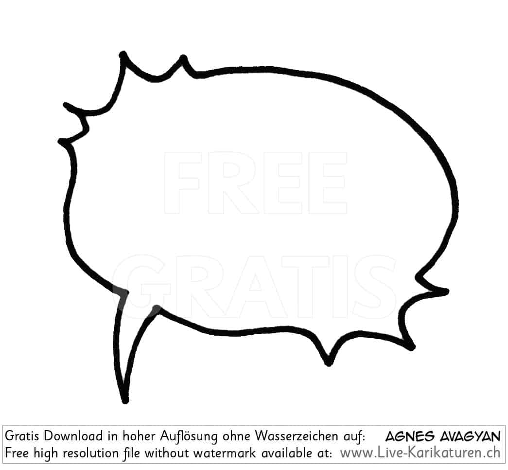 Sprechblase Schock Explosion Ausruf Achtung speech bubble leer hineinschreiben Legende Textfeld Agnes Live-Karikaturen Karikaturistin Cartoon Comic Karikatur Clipart Zeichnung handgezeichnet gemalt Bild Illustration image painting Download kostenlos Gratisbild free image