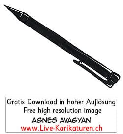 Stift Pen Kugelschreiber Feinschreiber Pencil Schreibzeug schwarzweiss Agnes Karikaturen gratis free Clipart Comic Cartoon Zeichnung