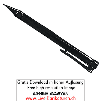 Stift Pen Kugelschreiber Feinschreiber Pencil Schreibzeug schwarzweiss Agnes Karikaturen gratis free Clipart Comic Cartoon Zeichnung