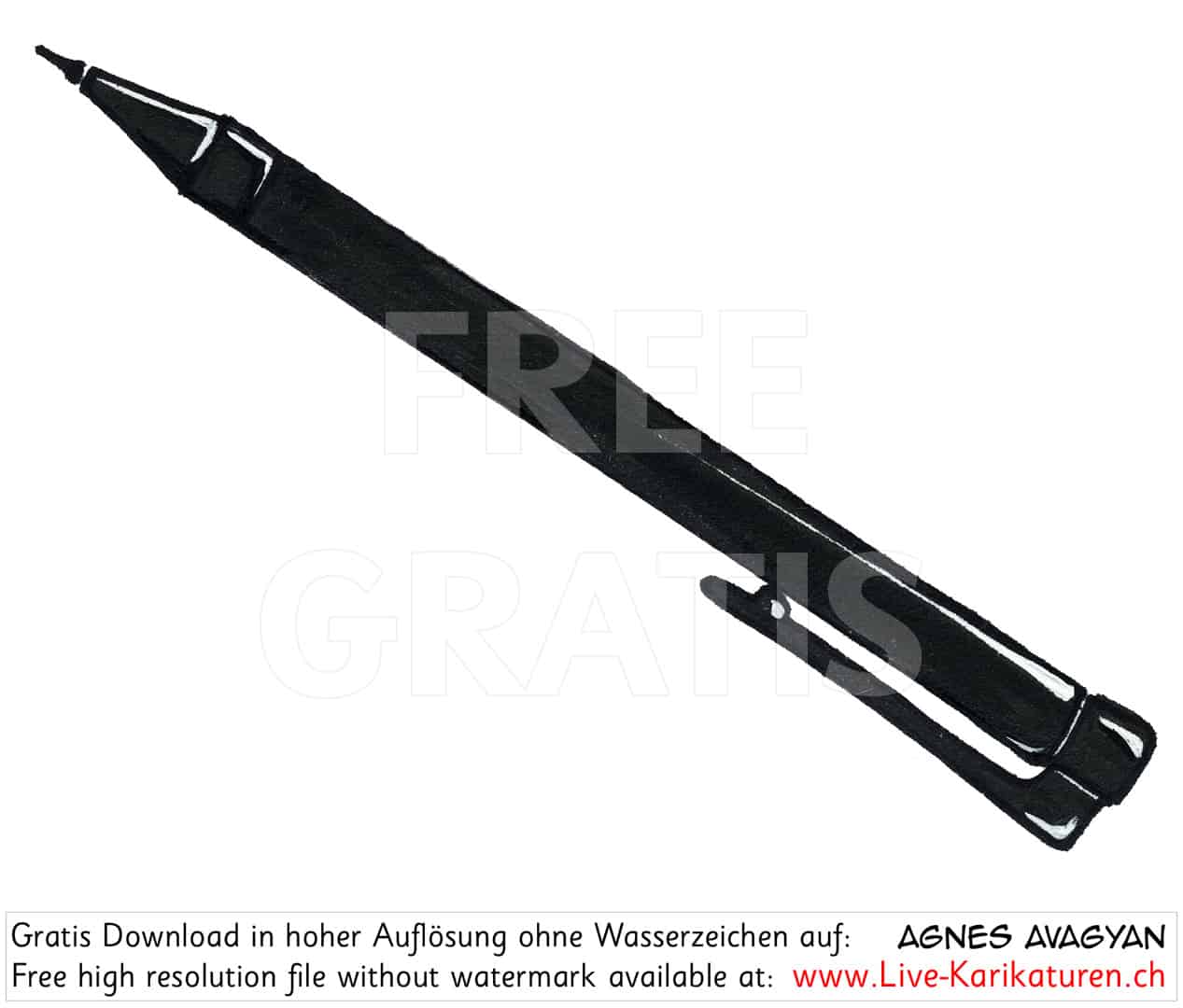 Stift Pen Kugelschreiber Feinschreiber Pencil Schreibzeug schwarzweiss Agnes Karikaturen gratis free Clipart Comic Cartoon Zeichnung