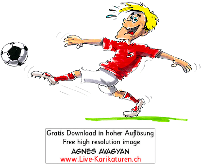 Fussballspieler Spitz Picke Schweiz - www.Live-Karikaturen.ch