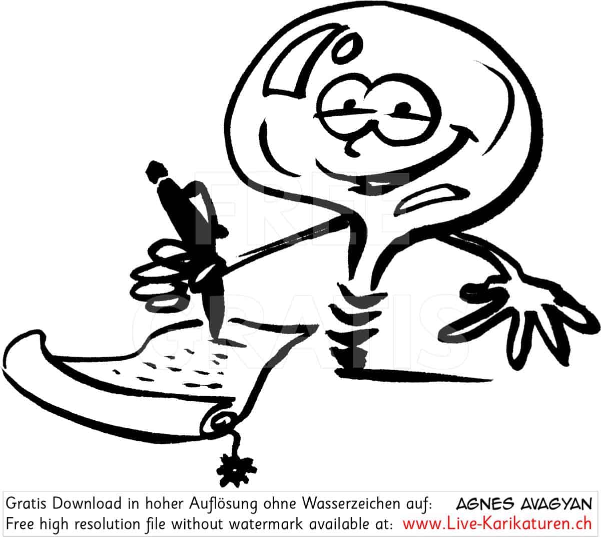 Gluehbirne, Einfall, guter Gedanke, Idee, Erleuchtung, festhalten, aufschreiben, Stift, Gesicht, Smile, Haende, Agnes Live-Karikaturen, Clipart, Comic, Cartoon, Illustration, Cartoon, Comic, Karikatur, Zeichnung, Download, kostenlos, Gratisbild, gratis, free, Kunst, Kuenstler, Live Karikaturist, Comiczeichner, Armenia