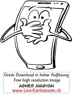 Handy, ausschalten, Warnung, verboten, Haende vor Mund, schweigen, Ruhe, Mobile Phone, Mobiltelefon, Natel, stumm schalten, Augen, Gesicht, Agnes Live-Karikaturen, Clipart, Comic, Cartoon, Illustration, Cartoon, Comic, Karikatur, Zeichnung, Download, kostenlos, Gratisbild, gratis, free, Kunst, Kuenstler, Live Karikaturist, Comiczeichner, Armenia