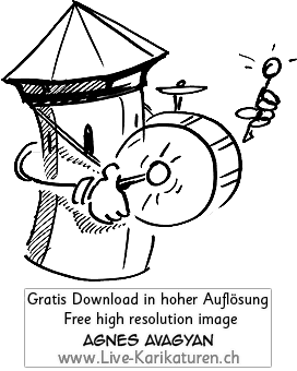 Kapellbruecke, Turm, Luzern, Fasnacht, Pauke, Fasching, Karneval, Agnes Live-Karikaturen, Clipart, Comic, Cartoon, Illustration, Cartoon, Comic, Karikatur, Zeichnung, Download, kostenlos, Gratisbild, gratis, free, Kunst, Kuenstler, Live Karikaturist, Comiczeichner, Armenia