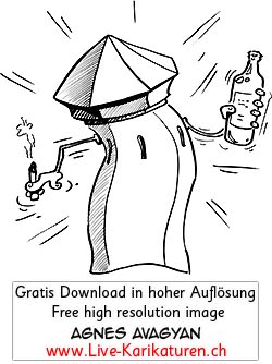 Kapellbruecke, Turm, Luzern, Ausgang, Party, Bier, rauchen, Zigarette, Schnaps, trinken, Rambazamba, Agnes Live-Karikaturen, Clipart, Comic, Cartoon, Illustration, Cartoon, Comic, Karikatur, Zeichnung, Download, kostenlos, Gratisbild, gratis, free, Kunst, Kuenstler, Live Karikaturist, Comiczeichner, Armenia