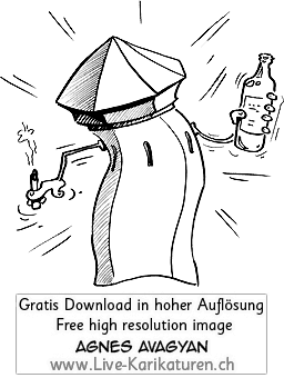 Kapellbruecke, Turm, Luzern, Ausgang, Party, Bier, rauchen, Zigarette, Schnaps, trinken, Rambazamba, Agnes Live-Karikaturen, Clipart, Comic, Cartoon, Illustration, Cartoon, Comic, Karikatur, Zeichnung, Download, kostenlos, Gratisbild, gratis, free, Kunst, Kuenstler, Live Karikaturist, Comiczeichner, Armenia