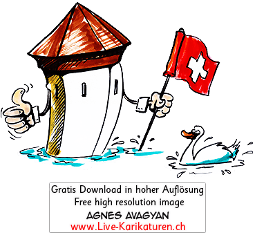 Kapellbruecke, Luzern, Schweizer Flagge, Nationalfeiertag, Schwan, Schweizer Flagge, Schweizer Kreuz, Daumen, gut, Farbee, Reuss, OK, Agnes Live-Karikaturen, Clipart, Comic, Cartoon, Illustration, Cartoon, Comic, Karikatur, Zeichnung, Download, kostenlos, Gratisbild, gratis, free, Kunst, Kuenstler, Live Karikaturist, Comiczeichner, Armenia