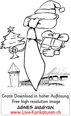 Kapellbruecke, Luzern, Krawattyan, Business, Weihnachten, Weihnachtsmann, Geschenk, Winter, X-Mas, Christmas, Tannenbaum, Muetze, Agnes Live-Karikaturen, Clipart, Comic, Cartoon, Illustration, Cartoon, Comic, Karikatur, Zeichnung, Download, kostenlos, Gratisbild, gratis, free, Kunst, Kuenstler, Live Karikaturist, Comiczeichner, Armenia