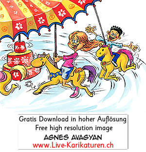 Kirmes Kilbi Karussell Pferde Kinder Spass Jahrmarkt transparent Alpha Kanal durchsichtig freigestellt Agnes Live-Karikaturen Karikaturistin Cartoon Comic Karikatur Clipart Zeichnung handgezeichnet gemalt Bild Illustration image painting Download kostenlos Gratisbild free image