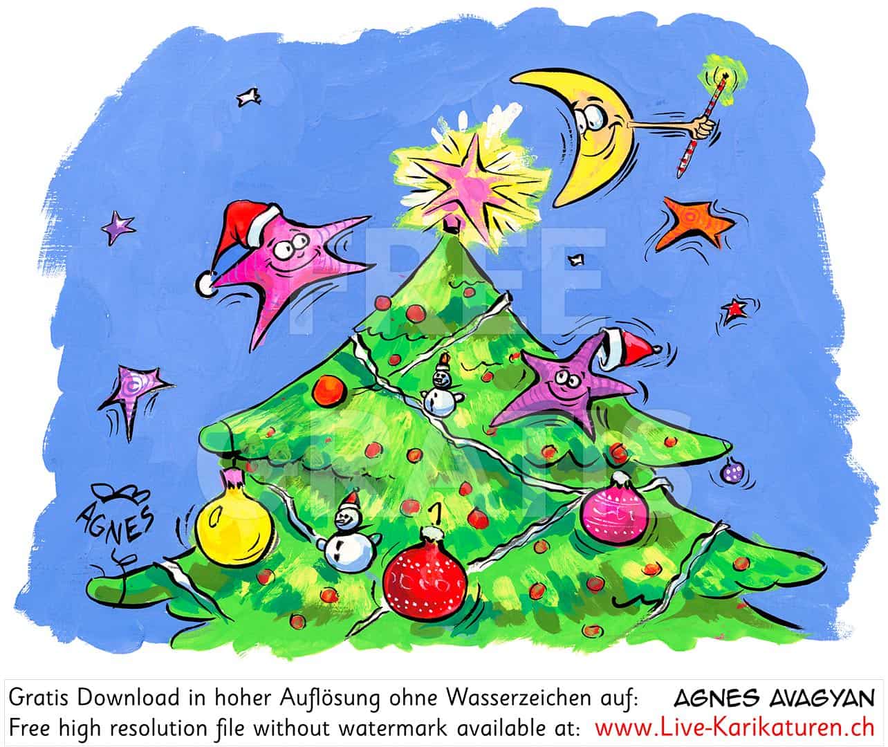 Weihnachten Tannenbaum Christbaumschmuck Mond Sterne Agnes Karikaturen Webseite Funktioniert Aber Design Ist Temporar Entfernt
