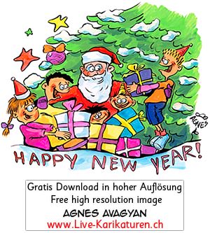 Happy New Year, Weihnachtsmann, Festtage, Weihnachtszeit, Geschenke, Schnee, Kinder, froehliche, Christbaumkugeln, Bart, Tannenbaum, Santa Claus, Agnes Live-Karikaturen, Download, kostenlos, Gratisbild, Free image, Clipart, Comic, Cartoon, Illustration, Cartoon, Comic, Karikatur, Clipart, Zeichnung, Bild, Illustration, image, painting, kostenlos, Gratisbild, free image, Alleinunterhalter, Unterhaltung, Kunst, Kunsthandwerk, Firmenevent, Geschaeftsessen, Geburtstag, Hochzeit, Firmenevent, Geschenkidee, Hochzeit, Jubilaeum, Kuenstler, Live Karikaturist, Pensionierung, Messeanimation, Portraitbild zeichnen, Showkuenstler, Entertainer, Schnellzeichner, Comiczeichner, Armenian Artist from Yerevan