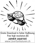 Strahlende Sonne mit Sonnenbrille, gezeichnet von Agnes Karikaturen, Live Karikaturist für Hochzeit, Geburtstag, Firmenevent, Geschäftsanlass, Jubiläum, Pensionierung, Geschenkidee
