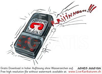 Handy Mobiltelefon Smartphone Samsung GSM Natel Anruf Call Ring Agnes Karikaturen gratis free Clipart Comic Cartoo Zeichnung c Watermark HD