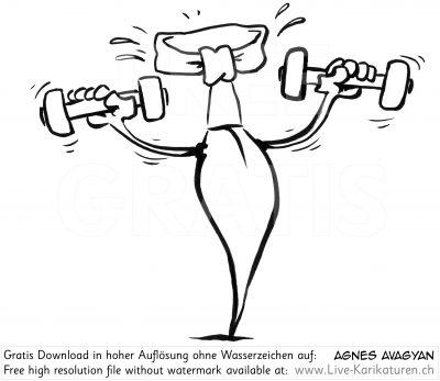 Manager Krawatte Office Business Buero CEO Chef Boss Vorgesetzer Hanteln Sport Krafttraining Anstrengung Kraftprobe schwarzweiss black and white Cartoon Comic Karikatur Clipart Zeichnung Bild Illustration image painting kostenlos Gratisbild free image, Watermark
