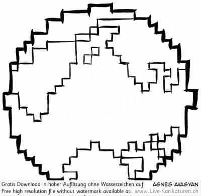Erde digital Planet Pixel Kugel 8 Bit Commdore C64 Signet Logo Kontinente Meer Agnes Karikaturen gratis free Clipart Comic Cartoon Zeichnung bw, Watermark UHD UltraHD