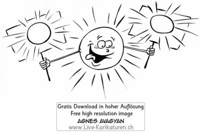 Sonne Schild Sonnenschein gutes Wetter Lotse Begeisterung Freude Licht hell Zunge Augen Sonnenstrahlen Agnes Karikaturen gratis free Clipart Comic Cartoon Zeichnung bw, Watermark