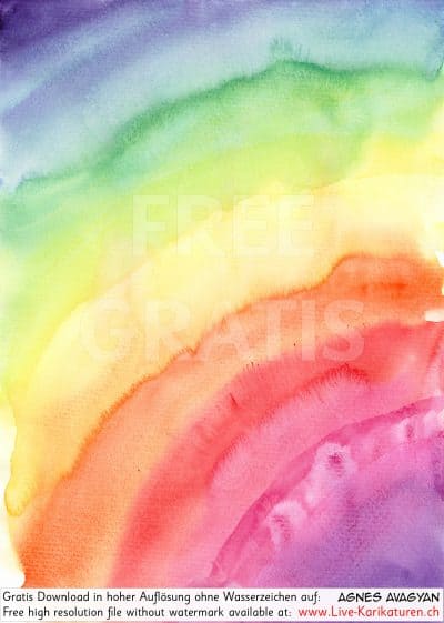 Regenbogen Aquarell Hintergrund Spektralfarben Prisma Farbspektrum rot orange gelb grün türkis blau indigo violett purpur rainbow aquarell background, Watermark UHD UltraHD