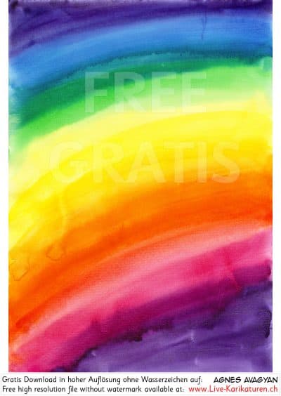Regenbogen Aquarell Hintergrund Spektralfarben Prisma Farbspektrum rot orange gelb grün türkis blau indigo violett purpur rainbow aquarell background, Watermark