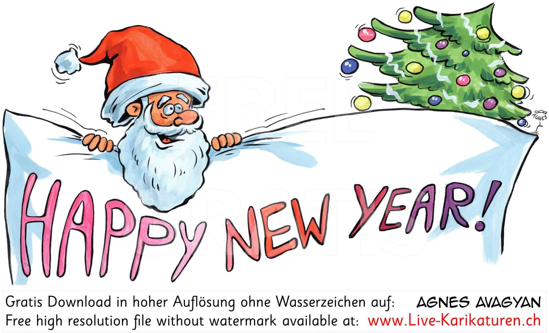 Weihnachten Happy New Year — Agnes Karikaturen / Webseite funktioniert