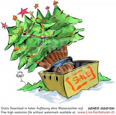 Weihnachten Xmas Sale Ausverkauf Kommerz Kritik Tannenbaum Tannenbaeume Shopping Weihnachtsstress Weihnachtsverkauf Weihnachtsverkaeufe roter Stern Sterne Christbaumschmuck Weihnachtsschmuck Agnes Live-Karikaturen, Download, kostenlos, Gratisbild, Free image, Clipart, Comic, Cartoon, Illustration, Cartoon, Comic, Karikatur, Clipart, Zeichnung, Bild, Illustration, image, painting, kostenlos, Kunst, Kunsthandwerk, Geschenkidee, Kuenstler, Live Karikaturist, Comiczeichner, Armenian Artist from Yerevan