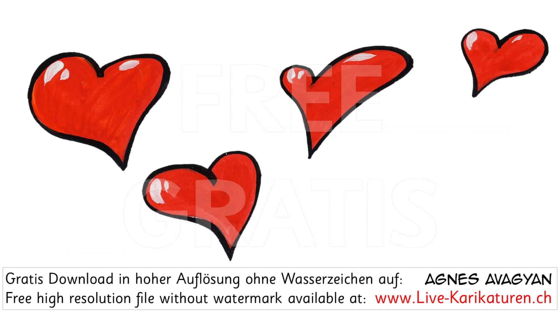 Herzchen Comic Gruppe 4 Liebe Hochzeit — www.LiveKarikaturen.ch