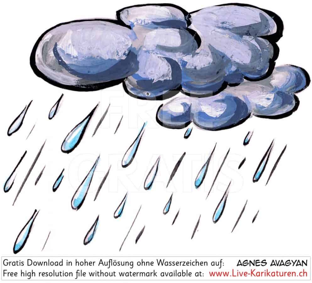 Wettersymbol heftiger Regenfall — www.Live-Karikaturen.ch