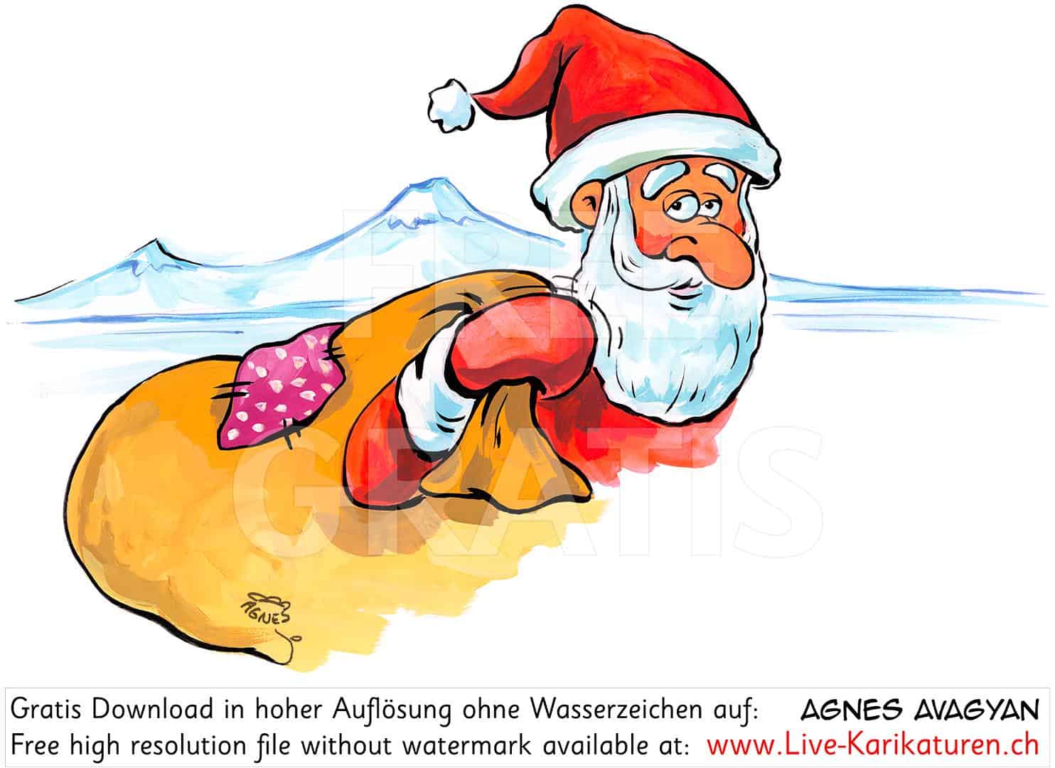 weihnachtsmann ararat sack schneeberge armenien — agnes