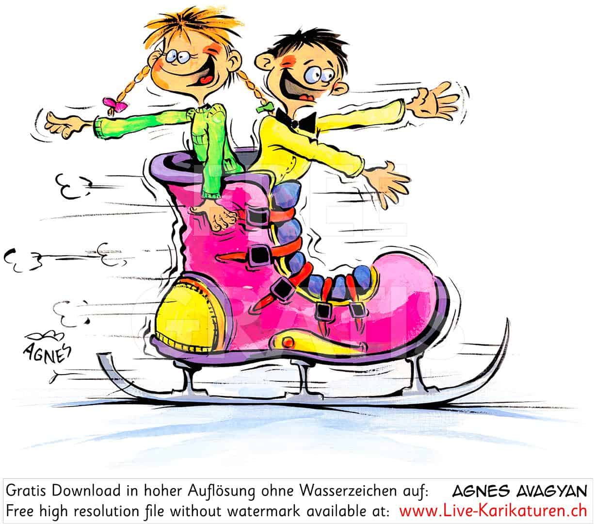 Schlittschuh fahren, Kinder, Winter, Eis, Maedchen, Junge, pink, gelb, altmodisch, vorwaerts, schnell, Spass, Fun, Schneesport, Agnes Live-Karikaturen, Download, kostenlos, Gratisbild, Free image, Clipart, Comic, Cartoon, Illustration, Cartoon, Comic, Karikatur, Clipart, Zeichnung, Bild, Illustration, image, painting, kostenlos, Gratisbild, free image, Alleinunterhalter, Unterhaltung, Kunst, Kunsthandwerk, Firmenevent, Geschaeftsessen, Geburtstag, Hochzeit, Firmenevent, Geschenkidee, Hochzeit, Jubilaeum, Kuenstler, Live Karikaturist, Pensionierung, Messeanimation, Portraitbild zeichnen, Showkuenstler, Entertainer, Schnellzeichner, Comiczeichner, Armenian Artist from Yerevan