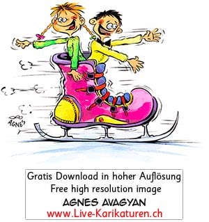 Schlittschuh fahren, Kinder, Winter, Eis, Maedchen, Junge, pink, gelb, altmodisch, vorwaerts, schnell, Spass, Fun, Schneesport, Agnes Live-Karikaturen, Download, kostenlos, Gratisbild, Free image, Clipart, Comic, Cartoon, Illustration, Cartoon, Comic, Karikatur, Clipart, Zeichnung, Bild, Illustration, image, painting, kostenlos, Gratisbild, free image, Alleinunterhalter, Unterhaltung, Kunst, Kunsthandwerk, Firmenevent, Geschaeftsessen, Geburtstag, Hochzeit, Firmenevent, Geschenkidee, Hochzeit, Jubilaeum, Kuenstler, Live Karikaturist, Pensionierung, Messeanimation, Portraitbild zeichnen, Showkuenstler, Entertainer, Schnellzeichner, Comiczeichner, Armenian Artist from Yerevan