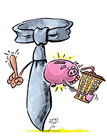 Gewinn Profit Pensionskasse Vermieter Hauseigentuemer Hausbesitzer Immobilien Miete Rendite Zins Referenzzinssatz Vermieter Hypothek HEV Mieterverband Mietzinsreduktion Brunnmattstrasse Previs Privera Krawatte Aktenkoffer Agnes Live-Karikaturen, Clipart, Comic, Cartoon, Illustration, Cartoon, Comic, Karikatur, Zeichnung, Download, kostenlos, Gratisbild, gratis, free, Kunst, Kuenstler, Live Karikaturist, Comiczeichner, Armenia