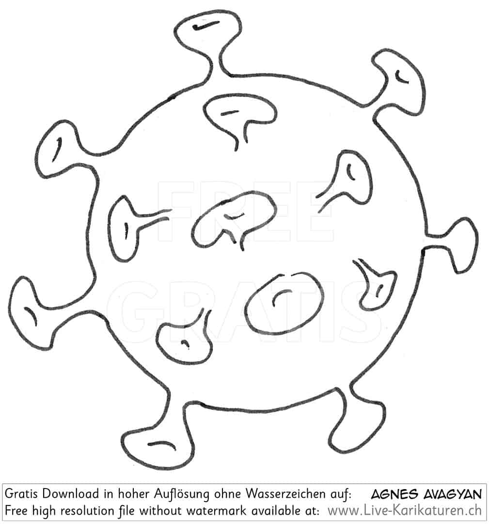 Virus, Corona, Covid-19, Covid19, einzeln, Single, Mikroskop, schwarzweiss, Krankheit, Seuche, Pest, Epidemie, Pandemie, global, 2020, China, Korona, Agnes Live-Karikaturen, Clipart, Comic, Cartoon, Illustration, Cartoon, Comic, Karikatur, Zeichnung, Download, kostenlos, Gratisbild, gratis, free, Kunst, Kuenstler, Live Karikaturist, Comiczeichner, Armenia