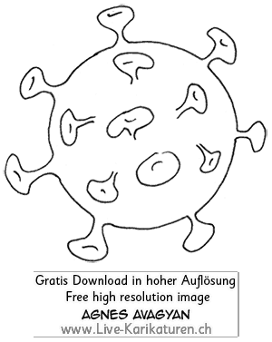 Virus, Corona, Covid-19, Covid19, einzeln, Single, Mikroskop, schwarzweiss, Krankheit, Seuche, Pest, Epidemie, Pandemie, global, 2020, China, Korona, Agnes Live-Karikaturen, Clipart, Comic, Cartoon, Illustration, Cartoon, Comic, Karikatur, Zeichnung, Download, kostenlos, Gratisbild, gratis, free, Kunst, Kuenstler, Live Karikaturist, Comiczeichner, Armenia