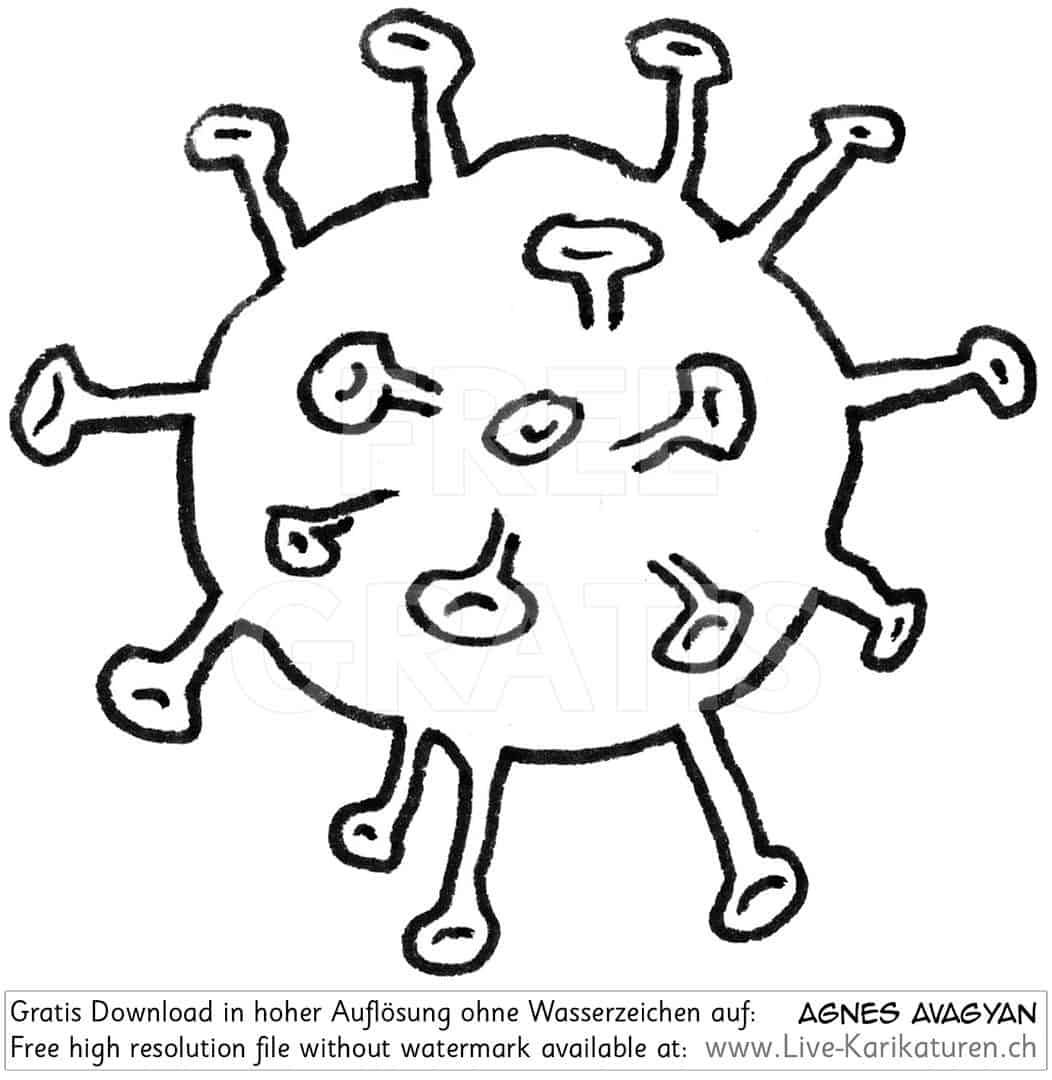 Virus, Corona, Covid-19, Covid19, einzeln, Single, Mikroskop, schwarzweiss, Krankheit, Seuche, Pest, Epidemie, Pandemie, global, 2020, China, Korona, Agnes Live-Karikaturen, Clipart, Comic, Cartoon, Illustration, Cartoon, Comic, Karikatur, Zeichnung, Download, kostenlos, Gratisbild, gratis, free, Kunst, Kuenstler, Live Karikaturist, Comiczeichner, Armenia